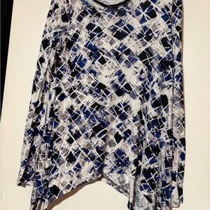 Sharkbite style Blue, Black & Gray Abstract Long Sleeve Top